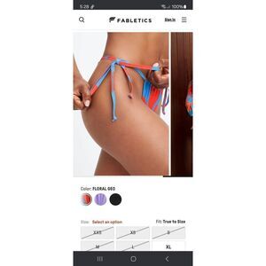 New Medium Fabletics Floral GEO High Cut String Bikini Swimsuit Bottoms